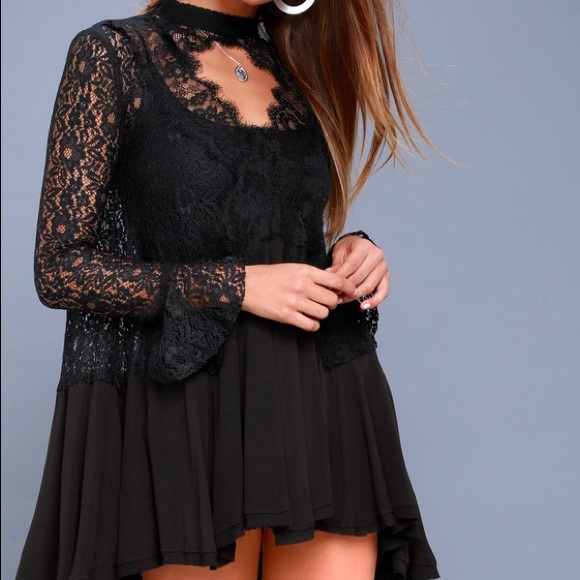 black lace tunic dress